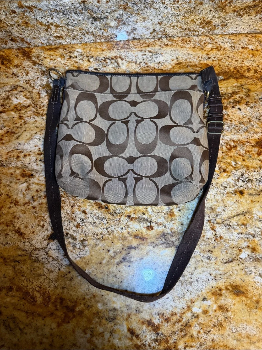 Coach Brown/Tan Signature Canvas Crossbody Bag
